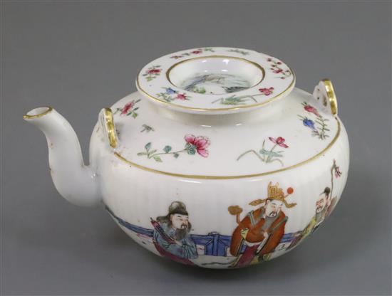 A Chinese famille rose teapot and cover, Xianfeng mark and of the period (1851-61), 15cm across